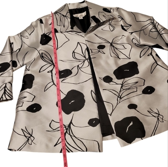 Caroline Rose Floral A-Line Party Dinner Jacket Medium Metallic Silver Black - Picture 6 of 12